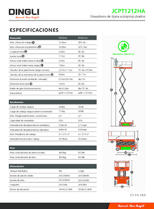 Nacelles ciseaux X su roues Dingli JCPT1212HA