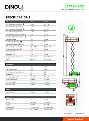 Nacelles ciseaux X su roues Dingli JCPT1418DC