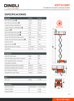 Nacelles ciseaux X su roues Dingli JCPT1418RT