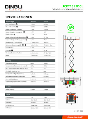 Nacelles ciseaux X su roues Dingli JCPT1523DCL