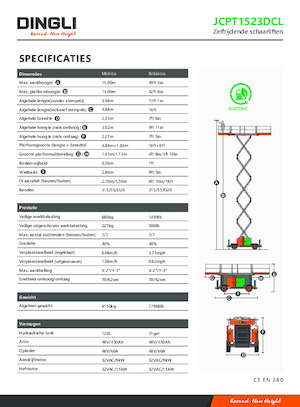 Nacelles ciseaux X su roues Dingli JCPT1523DCL