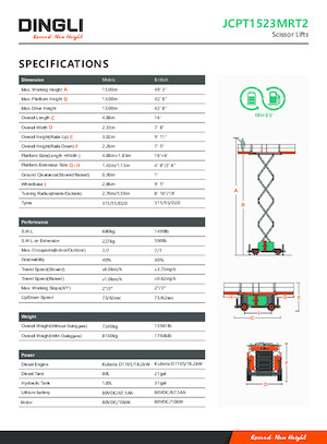 Nacelles ciseaux X su roues Dingli JCPT1523MRT2