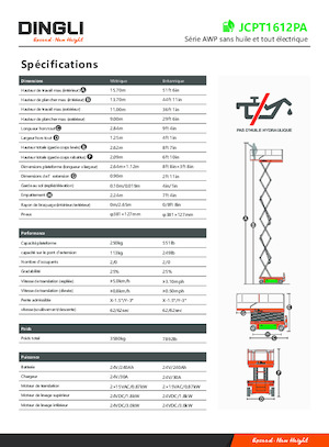 Nacelles ciseaux X su roues Dingli JCPT1612PA