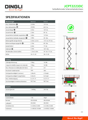 Nacelles ciseaux X su roues Dingli JCPT2223DC