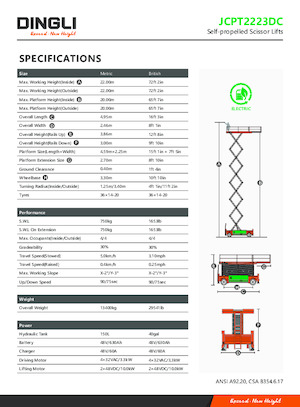 Nacelles ciseaux X su roues Dingli JCPT2223DC