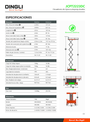 Nacelles ciseaux X su roues Dingli JCPT2223DC