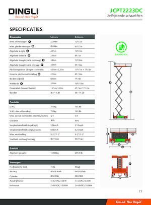Nacelles ciseaux X su roues Dingli JCPT2223DC