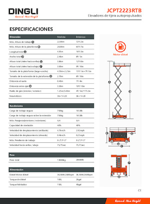 Nacelles ciseaux X su roues Dingli JCPT2223RTB