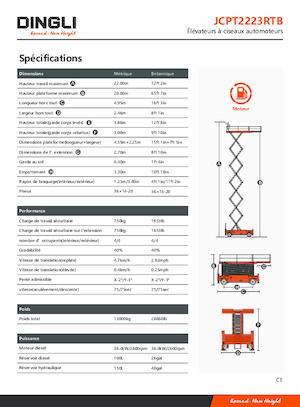 Nacelles ciseaux X su roues Dingli JCPT2223RTB