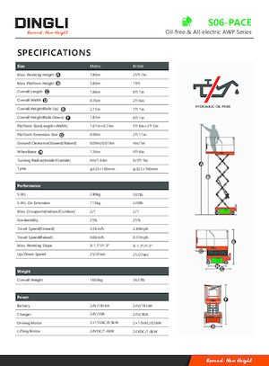 Nacelles ciseaux X su roues Dingli S06-PACE