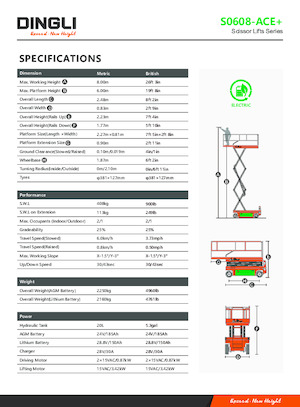 Nacelles ciseaux X su roues Dingli S0608-ACE+