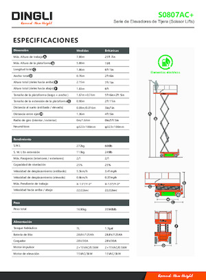 Nacelles ciseaux X su roues Dingli S0807AC+