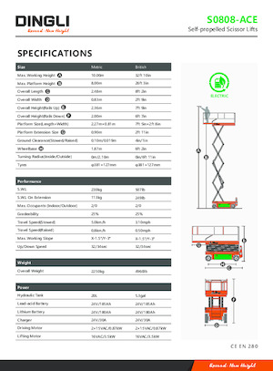Nacelles ciseaux X su roues Dingli S0808-ACE