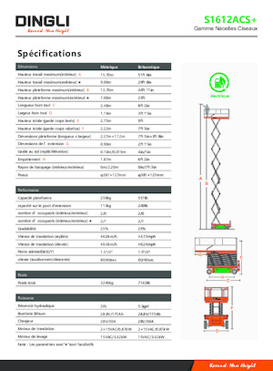 Nacelles ciseaux X su roues Dingli S1612ACS+