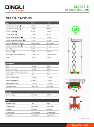 Nacelles ciseaux X su roues Dingli SL3025-E