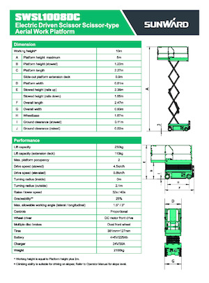 Nacelles ciseaux X su roues Sunward SWSL 1008 DC