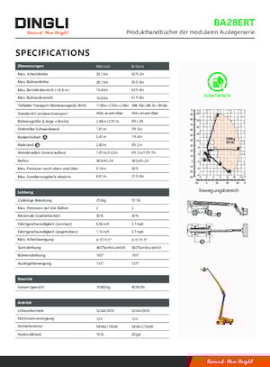 Nacelles télescopiques sur roues Dingli BA28ERT