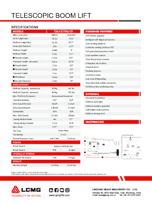 Nacelles télescopiques sur roues LGMG  T26J-2