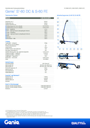 Nacelles télescopiques sur roues Genie S-60 FE