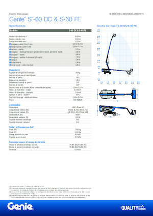 Nacelles télescopiques sur roues Genie S-60 FE