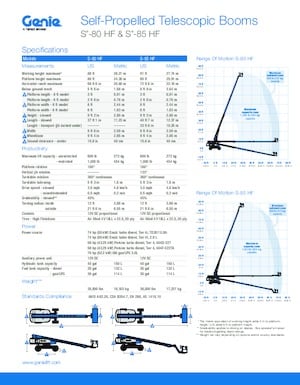 Nacelles télescopiques sur roues Genie S-85 HF