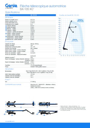 Nacelles télescopiques sur roues Genie SX-135 XC