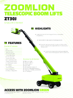 Nacelles télescopiques sur roues Zoomlion ZT30J