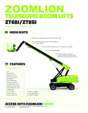 Nacelles télescopiques sur roues Zoomlion ZT85J