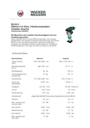 Pilonneuses à essence et diesel Wacker Neuson BS 65 V 11