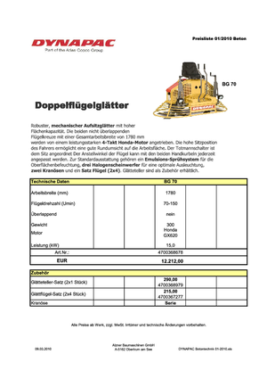 Polisseurs rotatifs double assisable Dynapac BG 70