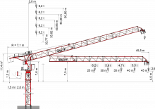 Grues à tour  - tourneur supérieur- flèche épingle Wolffkran 133.6 B 