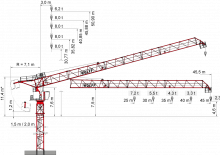 Grues à tour  - tourneur supérieur- flèche épingle Wolffkran 133.8 B 